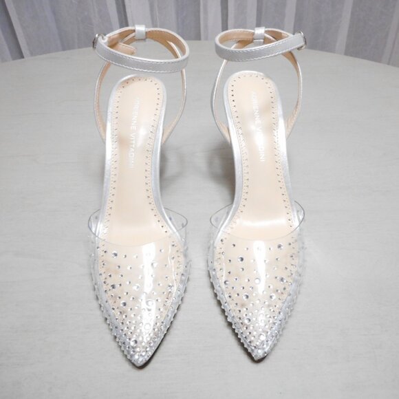 Adrienne Vittadini  Silver Metallic Vinyl party heels  size 7M - Picture 4 of 7